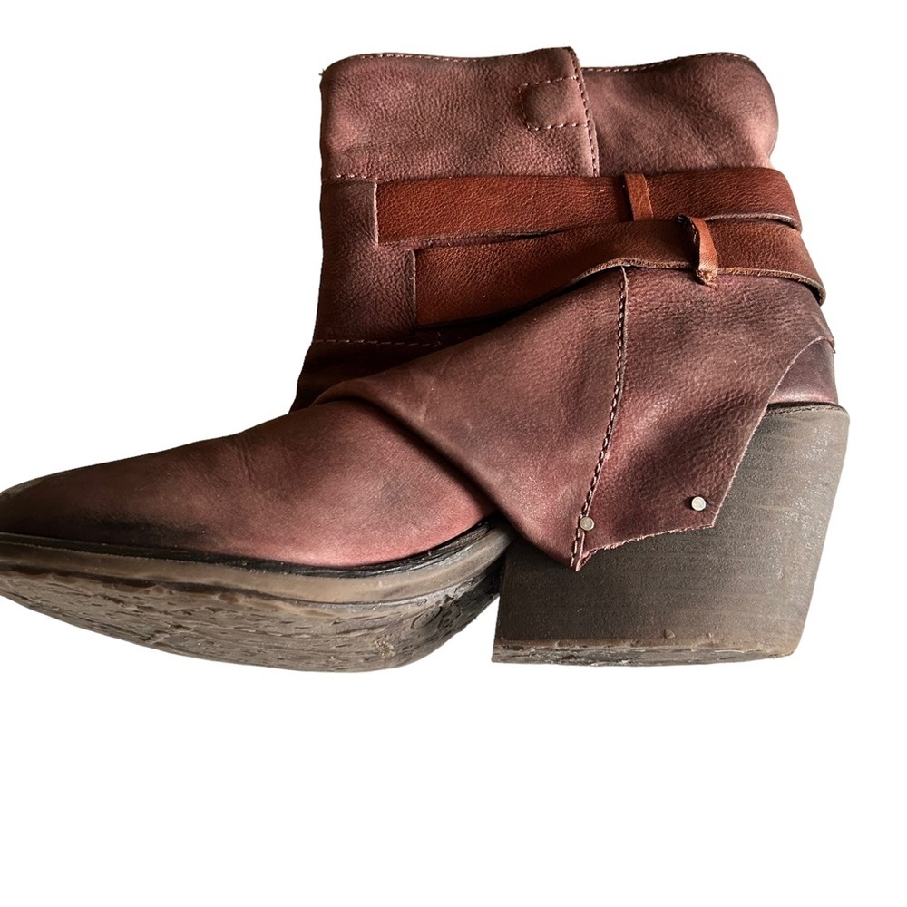 Sheridan Mia Brown Block Heel Nubuck Leather Buckle Womens Ankle Bootie Size 8 - Picture 8 of 10